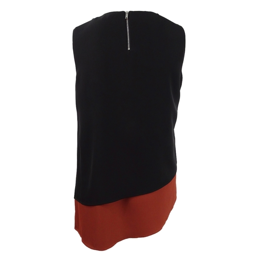 DKNY Black Brow Asymmetrical Layered Blouse Tank Shell Size XS Bust 36 In NWT - Picture 2 of 7
